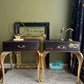 Pair of French-Inspired Vintage Bedside Tables – Deep Elderberry & Gold Elegance
