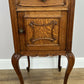 Bedside Table Antique French Marble Top Oak Cabinet Carved Cupboard LOT 6394