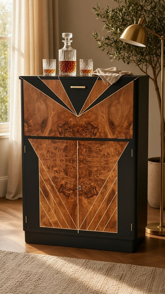 Vintage Art Deco Walnut Cocktail Cabinet