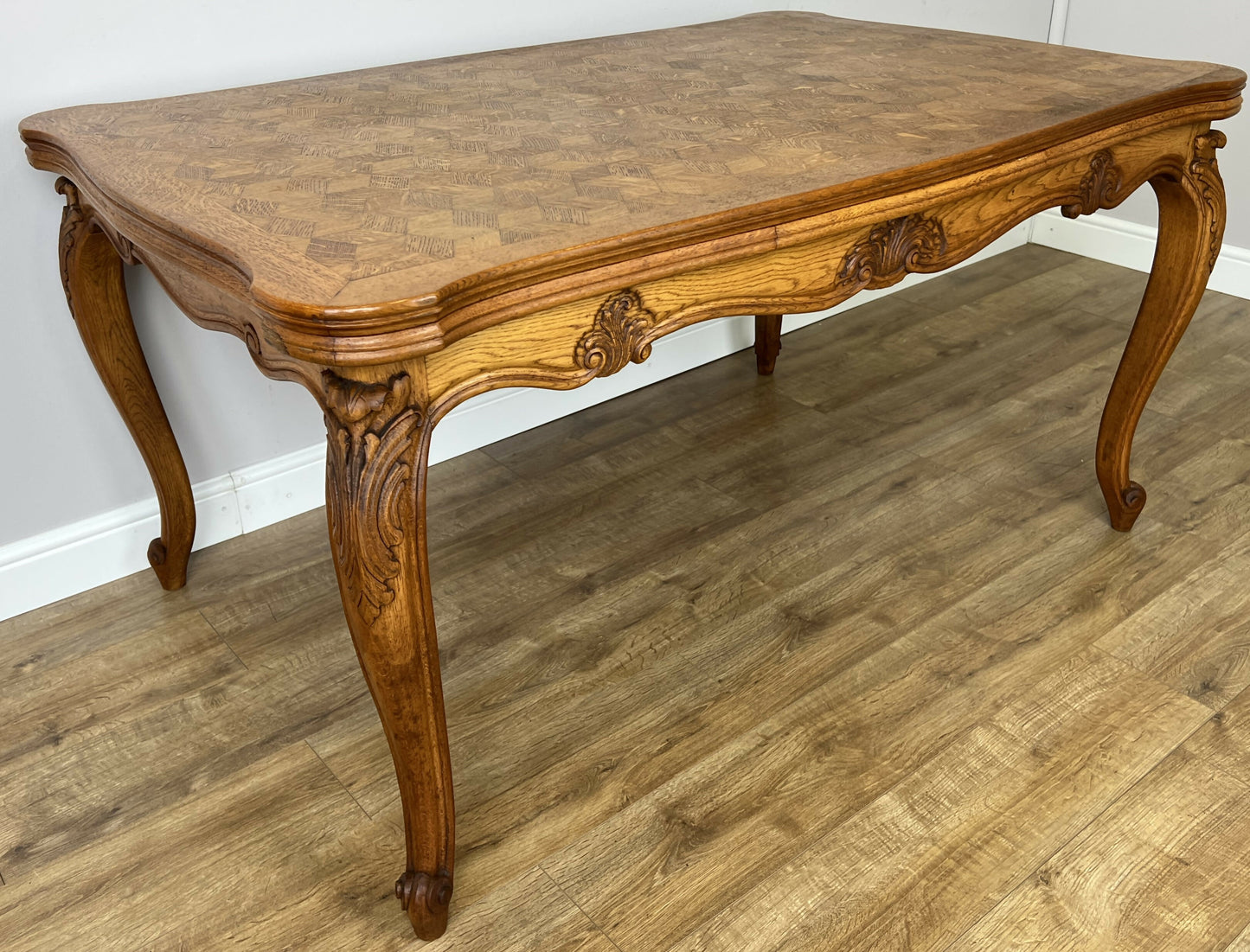 Dining Table Vintage French Louis XVI Carved Oak Extendable Table LOT 6358