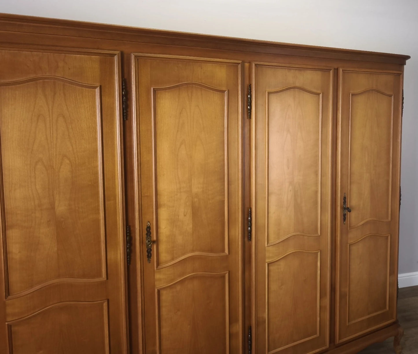 Wardrobe Vintage French Louis XVI Style Five Door Carved Armoire LOT 6009