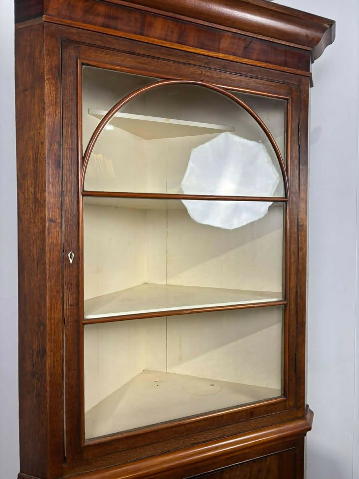 Victorian Mahogany Double Corner Cupboard With Glazed Top
