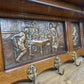 Coat Rack Vintage French Oak 6 Brass Hooks Wall Shelf Coat Hanger LOT 6552