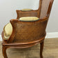 Armchair Vintage French Style Cane Upholstered Accent Carved Chair LOT 6311