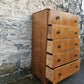 Vintage Chest Of Drawers Cabinet Oak Five Drawer Super Proportions Beautiful Detailing