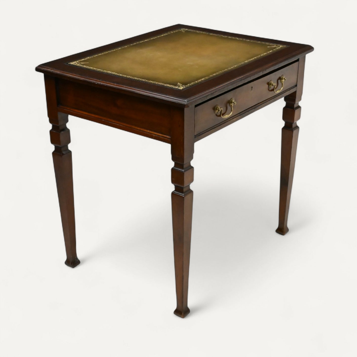 Antique Mahogany Desk Writing Table Green Leather Top Shoolbred FREE UK Delivery. SBR10598/1806E