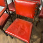 Vintage Set of Six Oak Framed Red Leather Dining Chairs