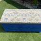 Lloyd loom 1950s storage box/ ottoman blue with William Morris style velvety feel too. Completely newly restored