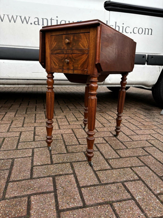 Victorian Mahogany Lamp/ Sofa Table. Drop Sides, With A Drawers & Cupboard