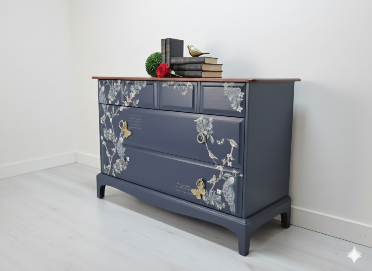 Stag minstrel chest of drawers in navy blue