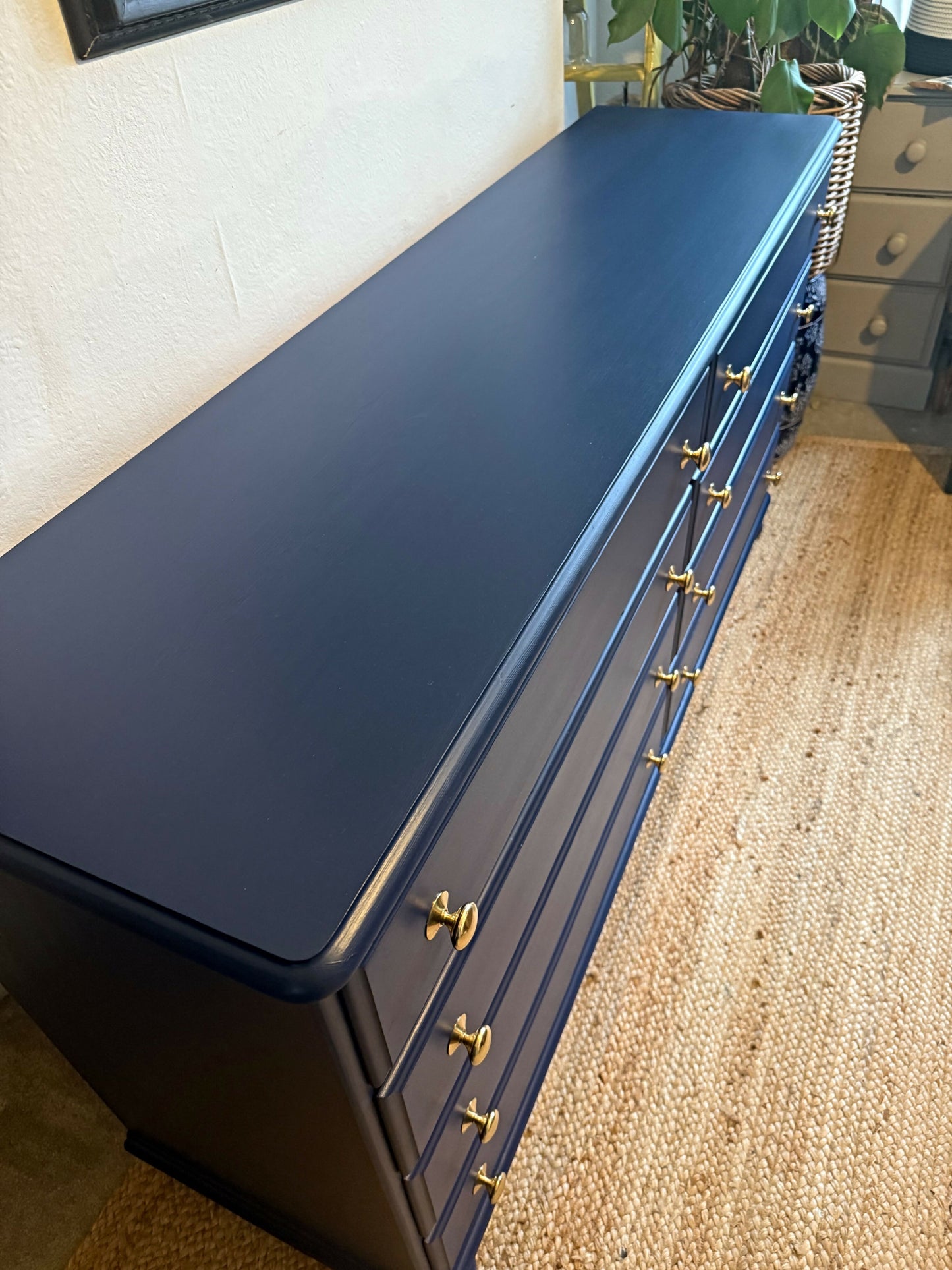 Newly refurbished large bank of drawers chest of drawers solid wood dresser