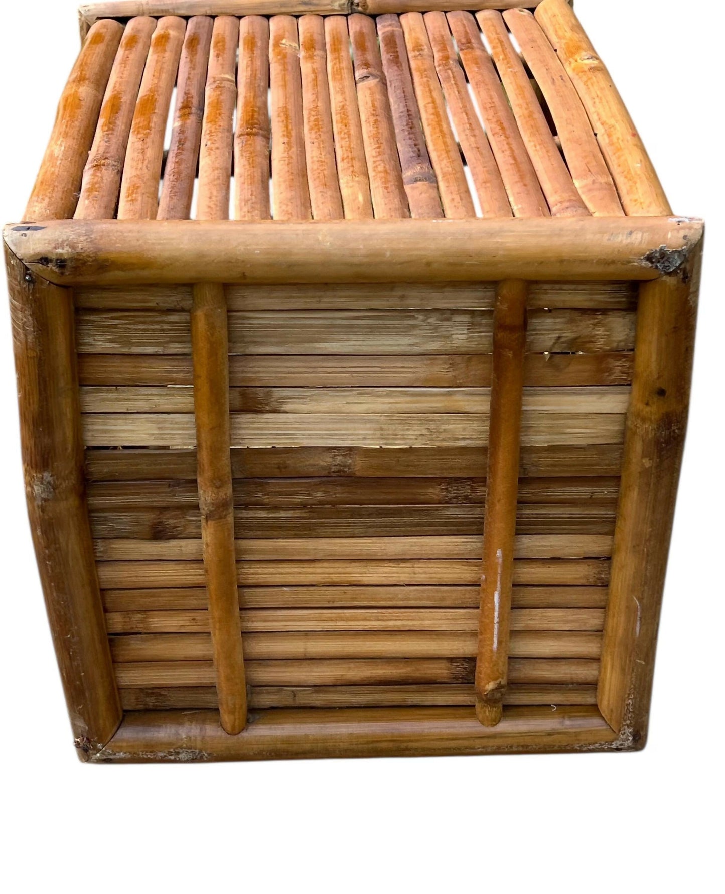 Mid century bamboo and Rattan storage box / side table