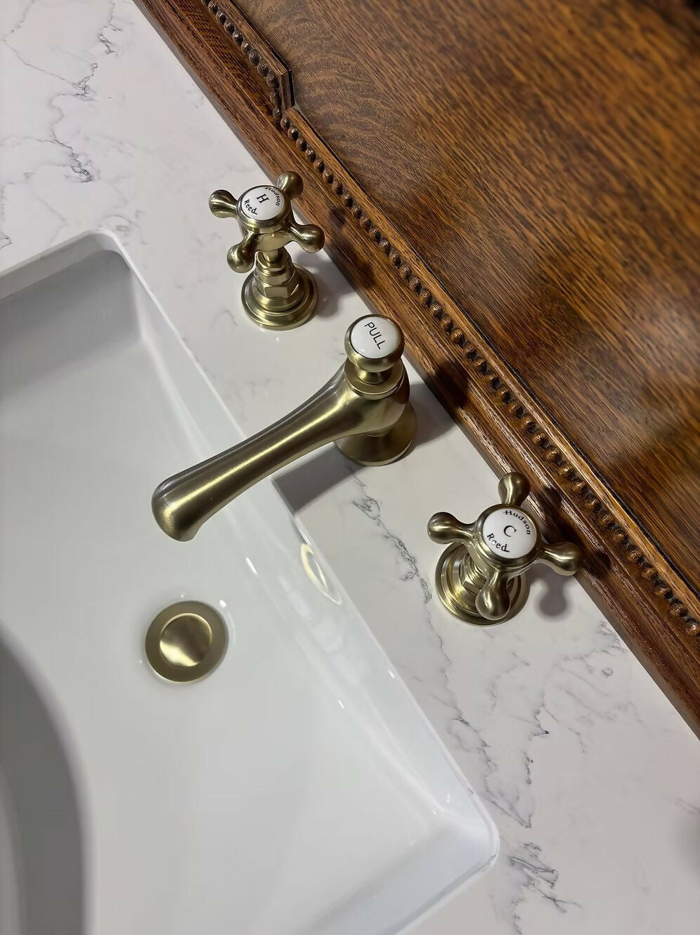 Vintage Wooden Oak Double Vanity Unit