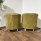 Pair of Chenille Lime Green Tub Chairs