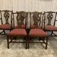 6 Mahogany Chippendale Style Dining Chairs with Red Upholstered drop-in seats.