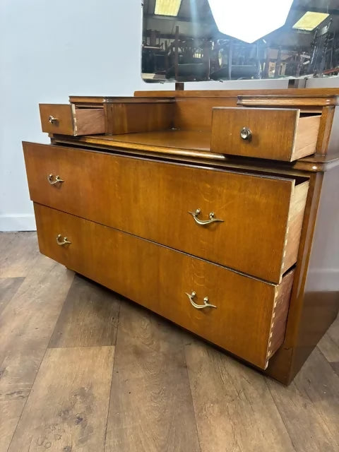 Vintage Beeanese Oak Veneer Dressing Table with Mirror