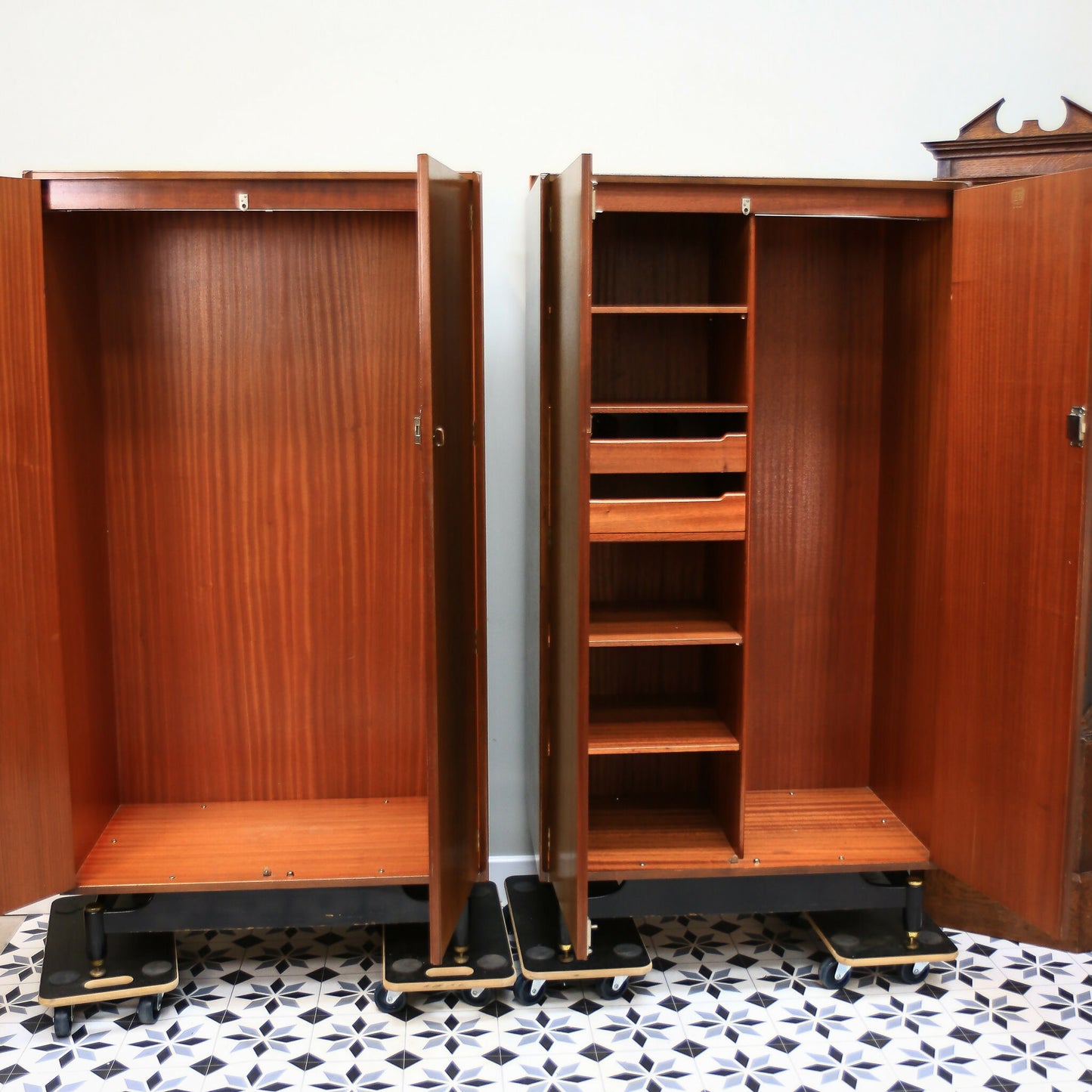 A Pair of G Plan Tola and Black His and Hers Wardrobes Librenza Range 1960s