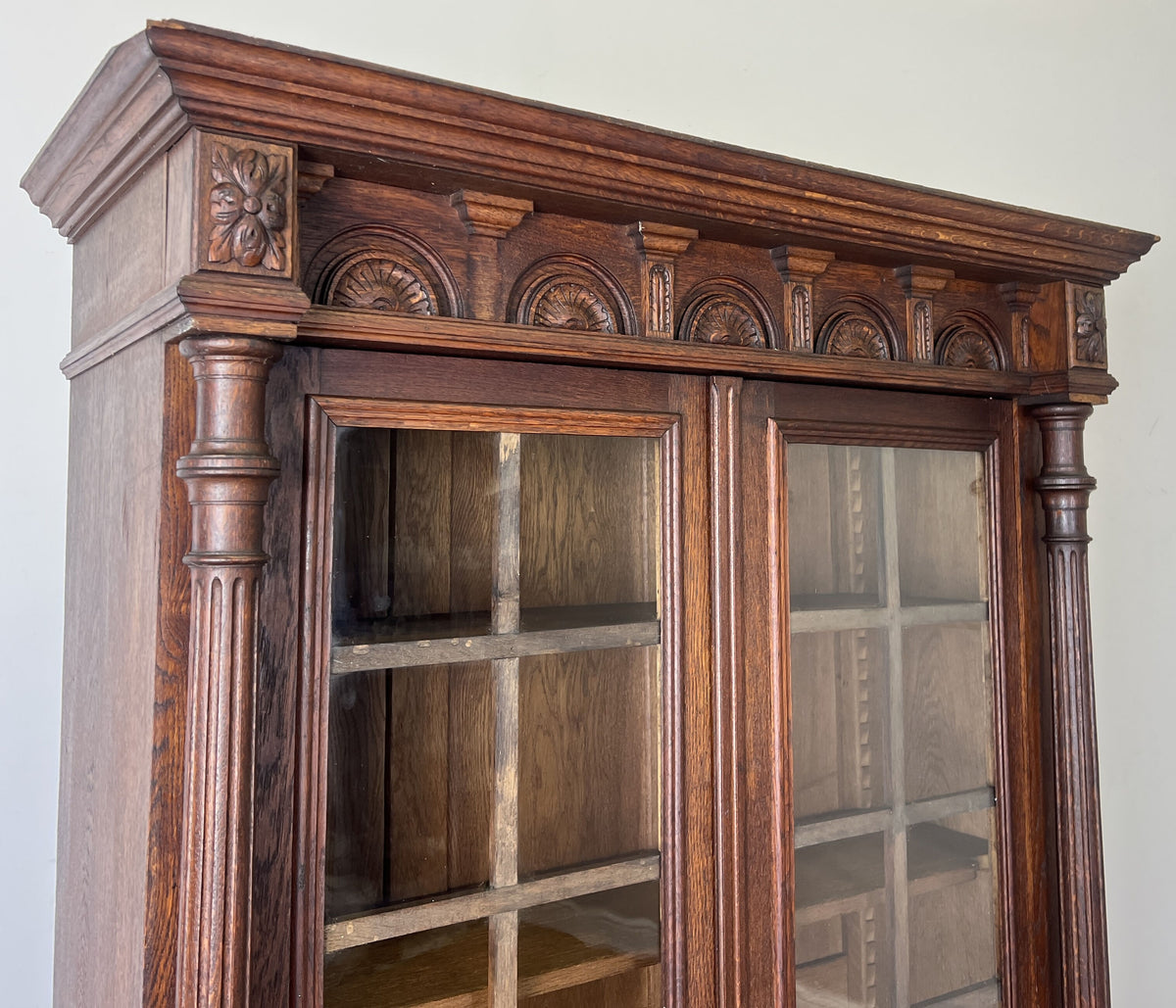 Bookcase Antique French Style Glazed Display Cabinet Oak Sideboard LOT 6545