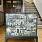 Chest of Drawers. Mid Century Modern. Stag Minstrel. Handpainted and decoupaged.