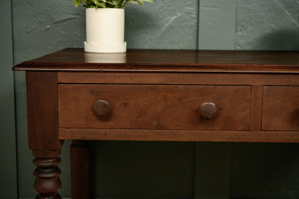 Victorian Mahogany Console Hall Table with 2 Drawers - Writing Desk