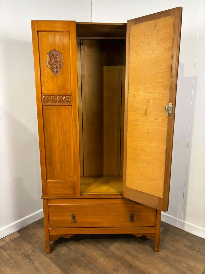 Edwardian Satin Walnut Single Wardrobe