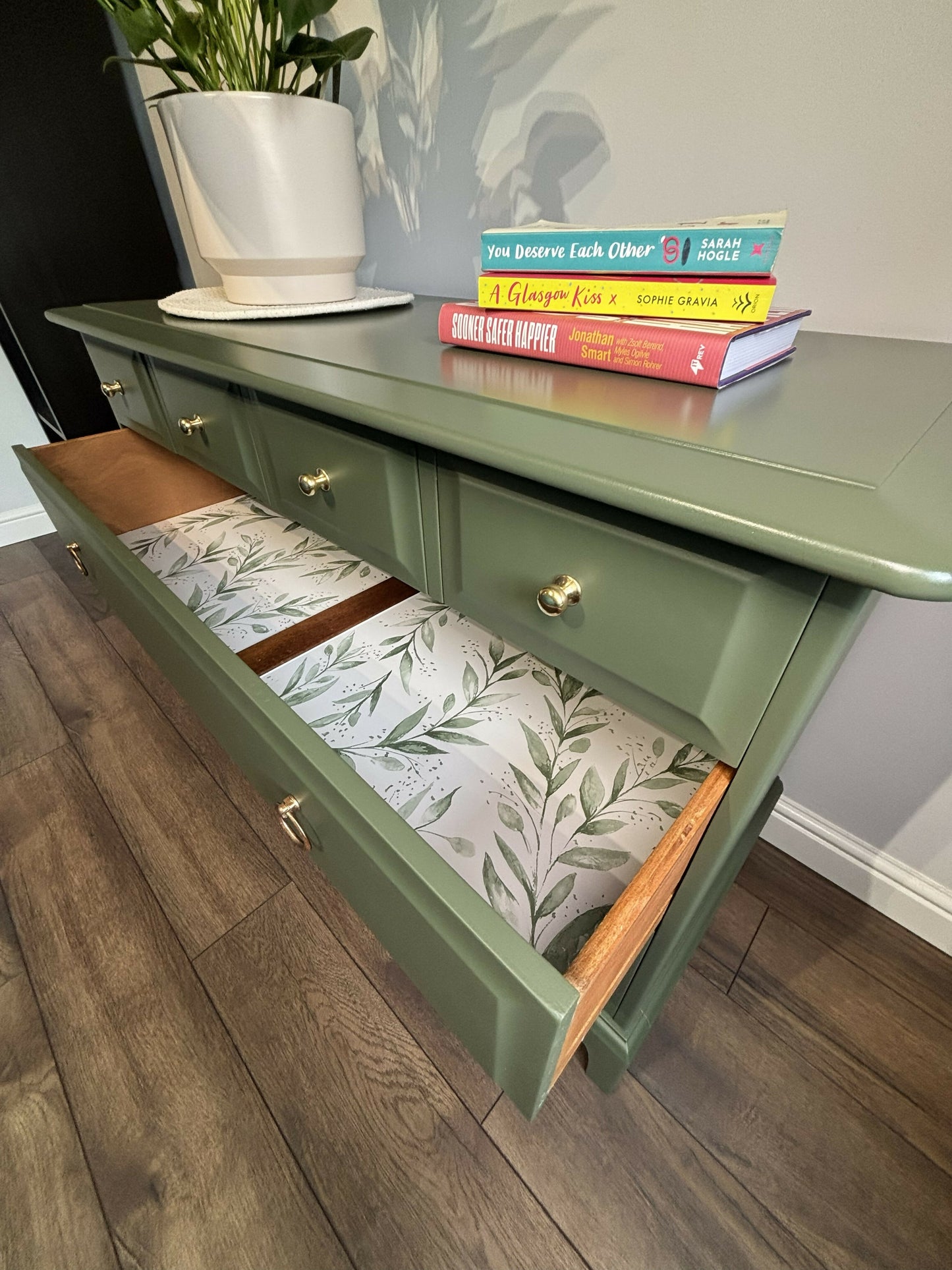 Stag Minstrel Chest of Drawers | Vintage Furniture Painted in Soft Green