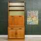 G Plan Sierra Wall Unit with Drinks Cabinet and Green Backboard