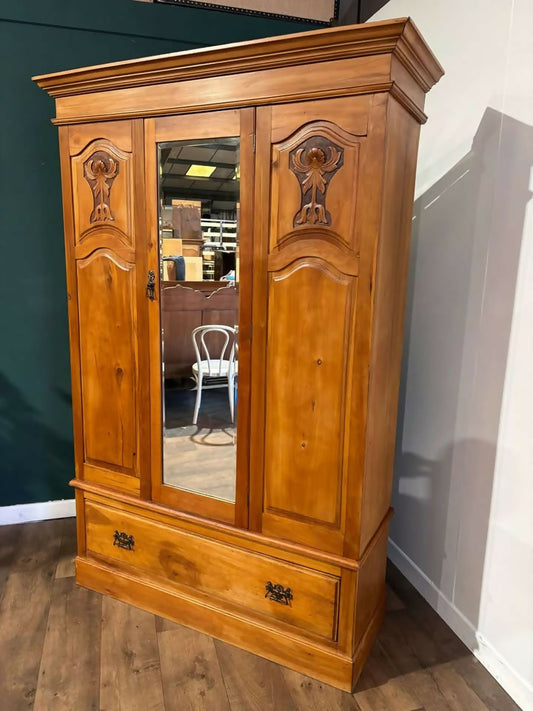 Edwardian Satinwood Double Wardroben