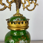Mantel Clock Set Antique French Garniture Porcelain Bronze Candelabras LOT 3620