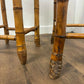 Pair of Vintage French Bamboo Side Tables with Hand-Painted Rose Detail