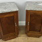 Pair of Bedside Tables Antique French Style Oak Marble Top Cabinets LOT 6573