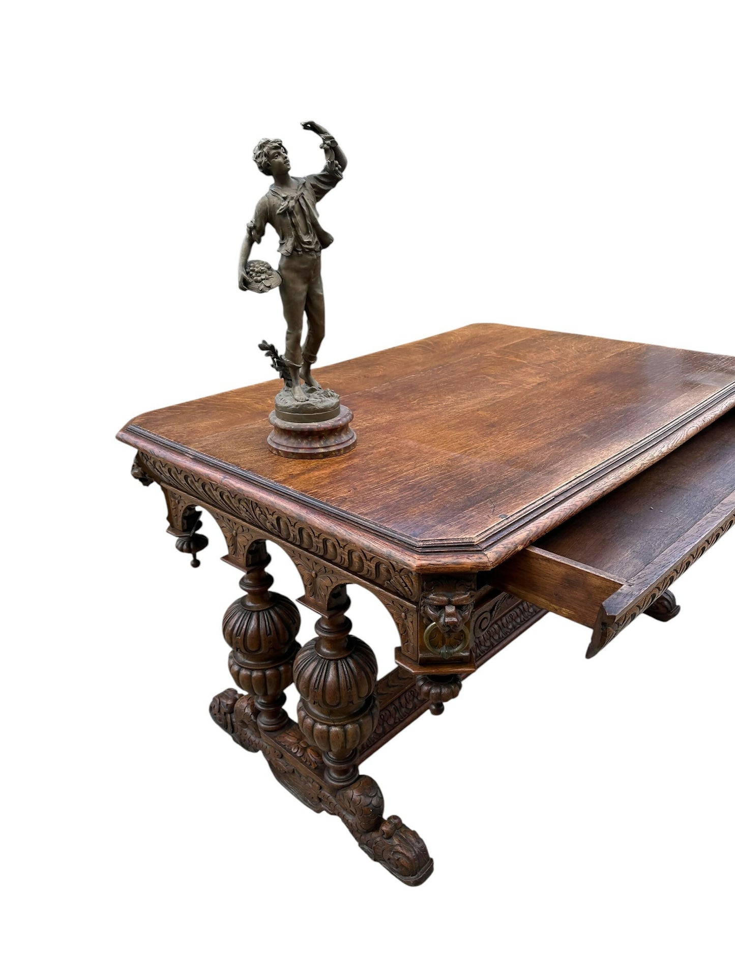 Antique Victorian solid Oak library table