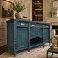 Blue Vintage Carved Sideboard