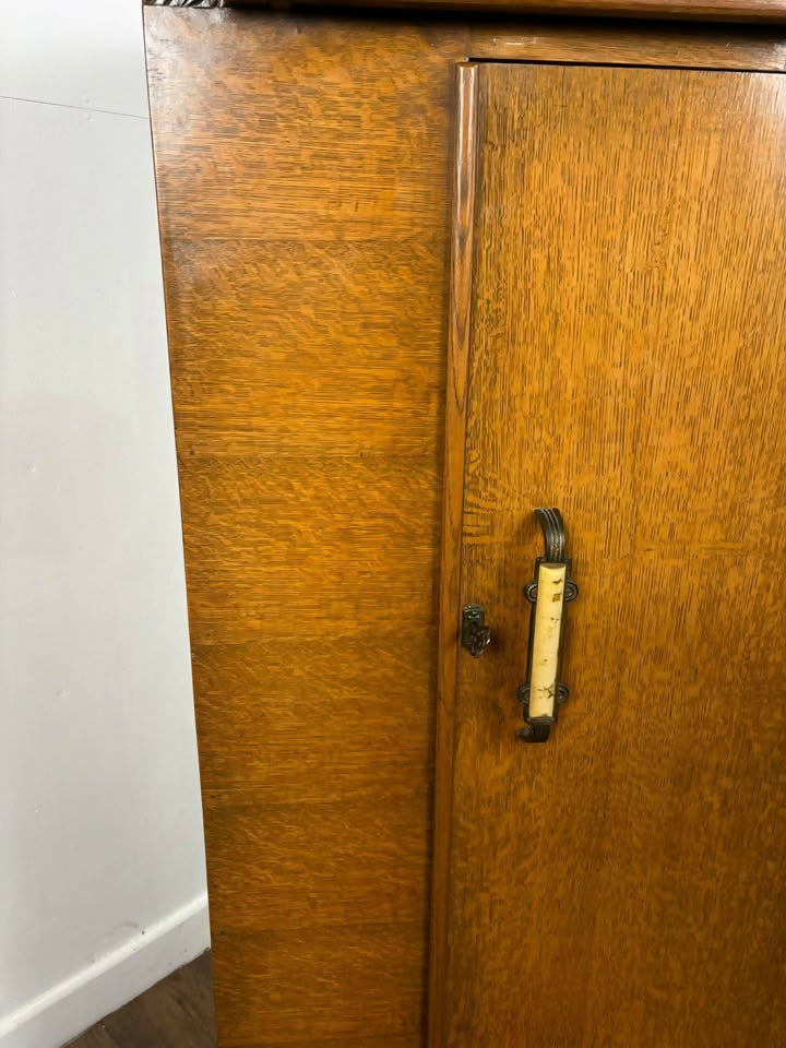 Vintage Oak Gentlemans Wardrobe / Tallboy – Art Deco Style