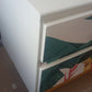 Midcentury Retro Sideboard in White and Tropical Plant Print. Living Room Painted Upcycled Furniture