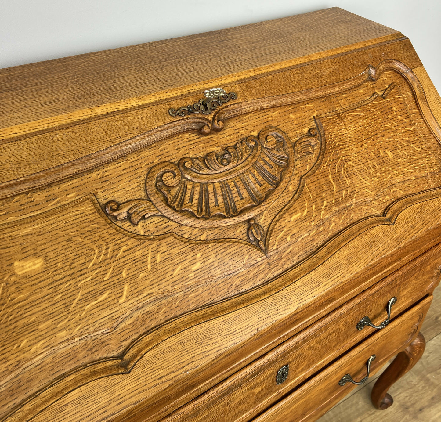 Secretaire Writing Desk Vintage French Louis Oak Rare Bureaux Cabinet LOT 6319