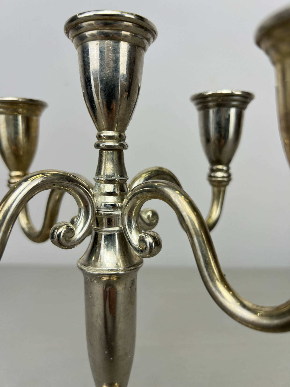 Pair of Candelabras Vintage French Style Metal Five Arm Candle Holders LOT 6486