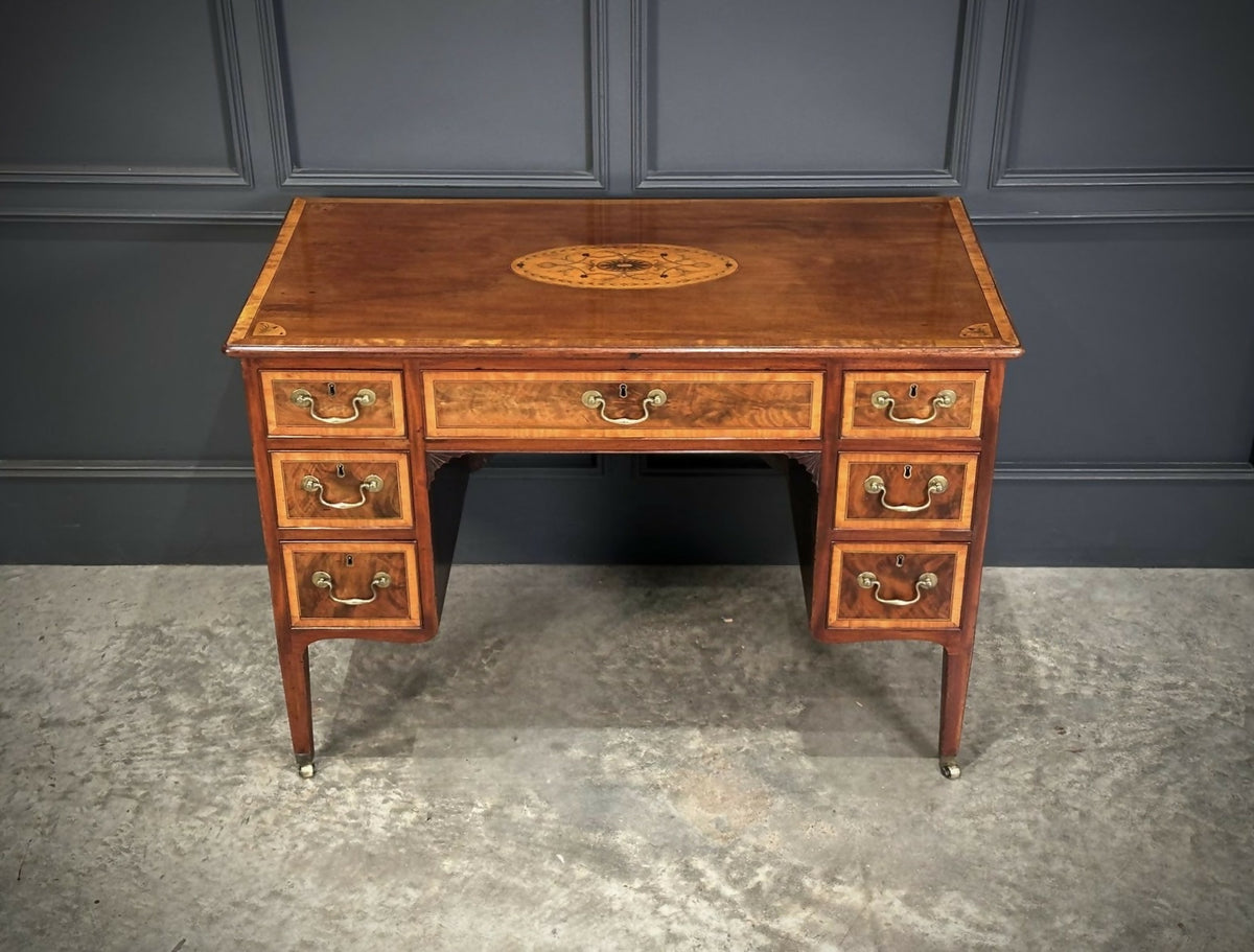 18th Century Marquetry Inlaid Mahogany Writing Desk