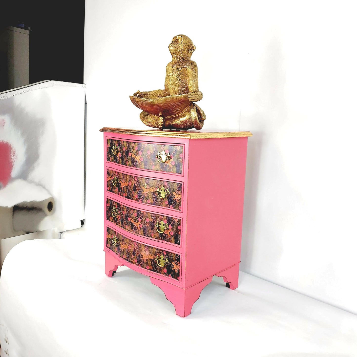 Beautiful pink hand painted chest of drawers
