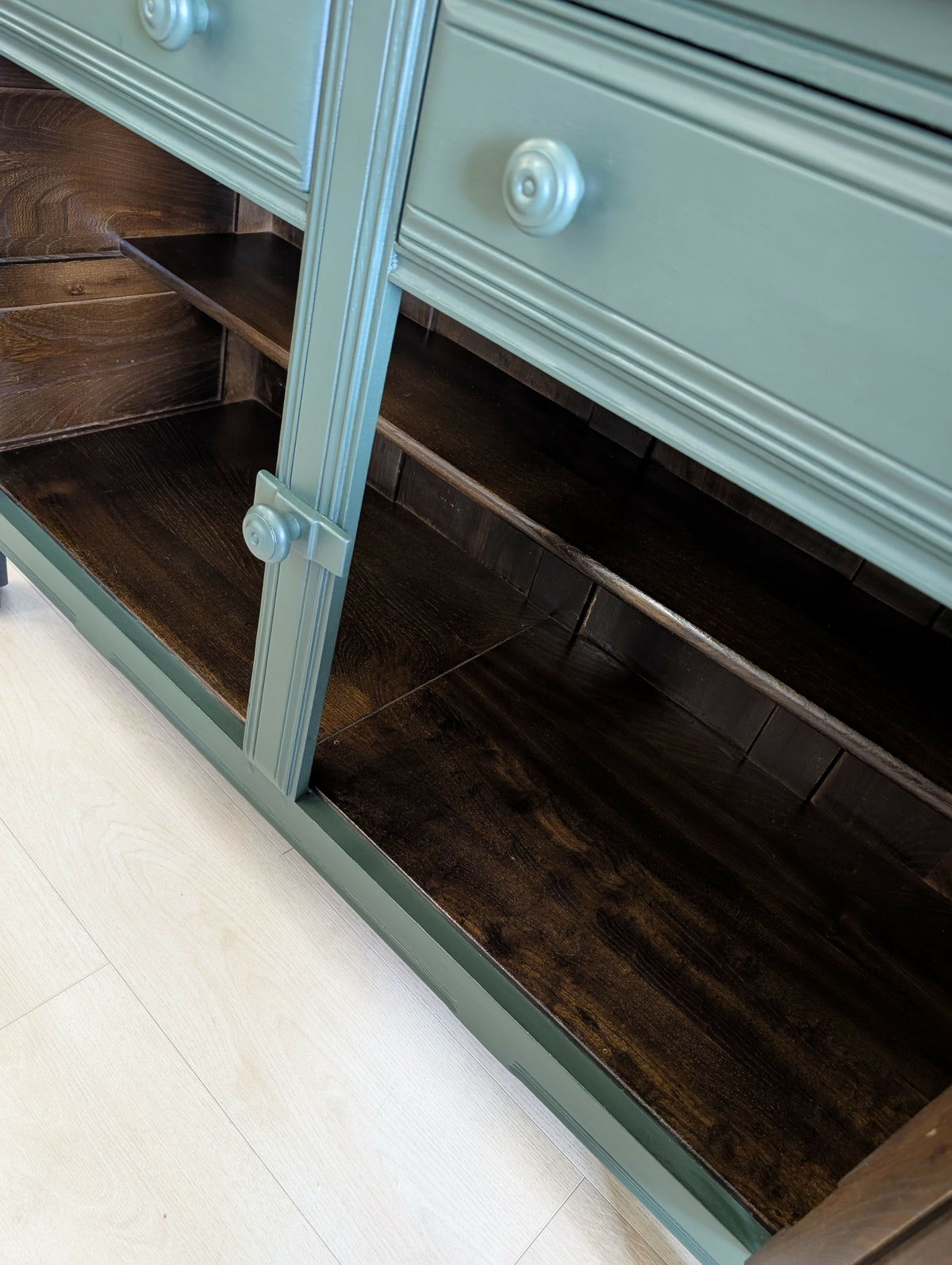 Vintage Ercol Dresser in Heritage Green with Natural Wood Top