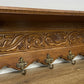 Coat Rack Vintage French Oak 6 Hooks Wall Shelf Carved Coat Hanger LOT 6551