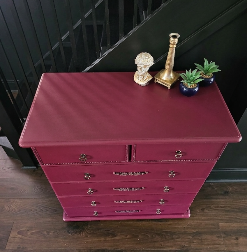 Vintage Mid Century Chest of Drawers Pink Fusion Mineral Paint Upcycled