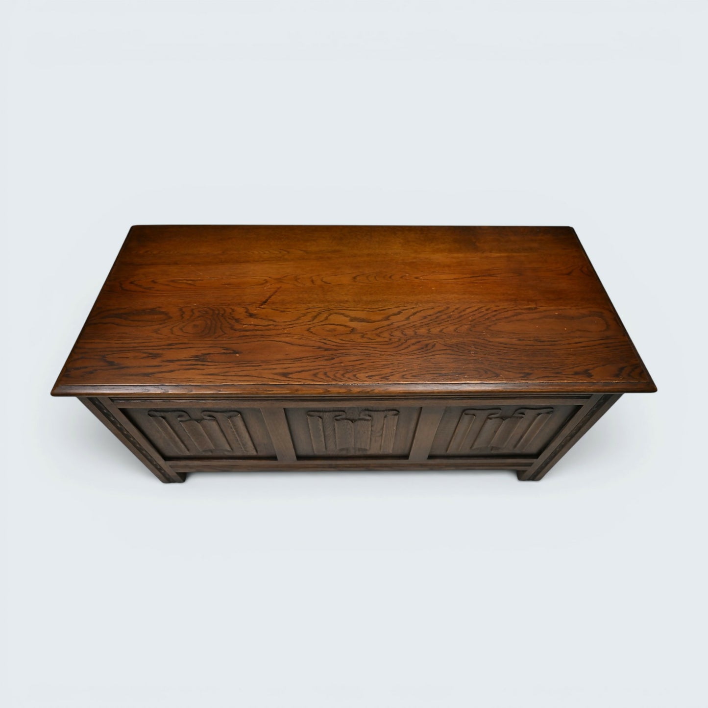 Oak Blanket Box /Chest Coffee Table Linenfold Front Lift Up Top FREE UK Delivery