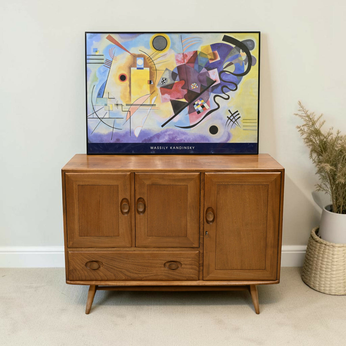 Ercol Sideboard Double Cupboard with Drawer Light Finish VGC FREE UK Delivery*