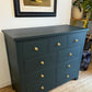 Newly refurbished solid oak chest of drawers bank of drawers dresser blue sideboard