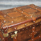 Antique Inspired English Leather Steamer Trunk Interior Coffee Table End Table