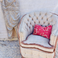 Stunning Vintage Hollywood Revival Scalloped Armchair In Pink And Blue