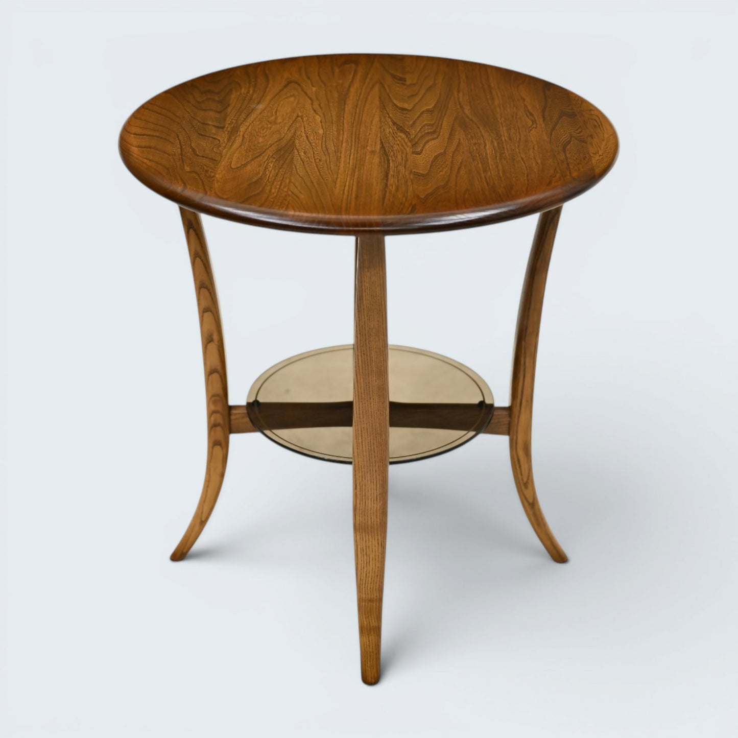 Ercol Round Side Table Lower Tier Mid Century Modern Elm Golden D FREE Delivery*