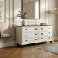 Solid pine rustic off white taupe chest of drawers merchant low boy sideboard