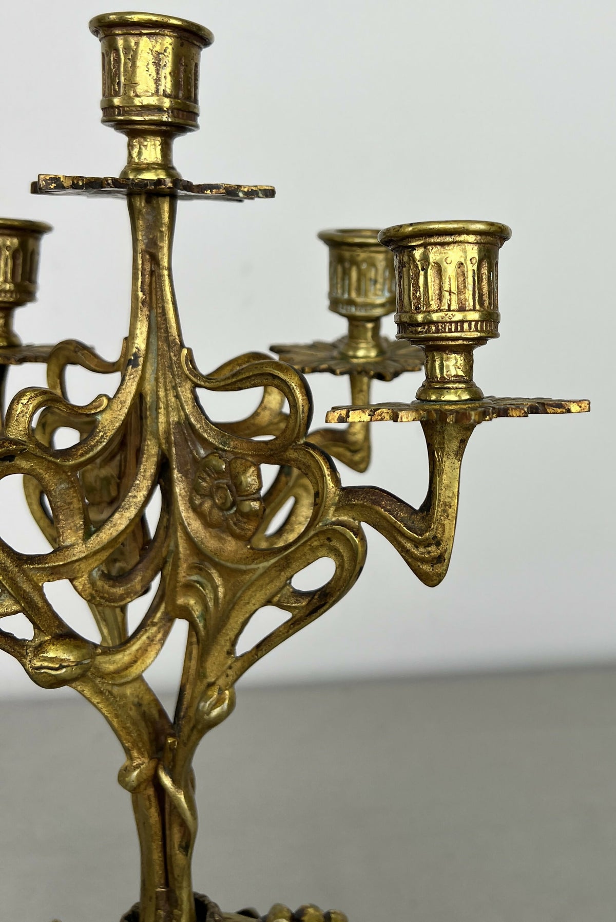 Pair of Candelabras Vintage French Style Ornate 5 Arm Candle Holders LOT 6475